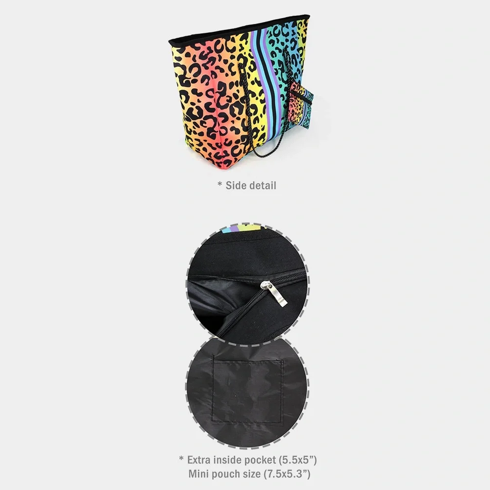2 pcs rainbow leopard patterned tote bag